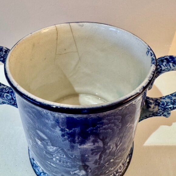 Antique James Kent Fenton Ye Olde Foley Ware Tyg Blue and White Mug - Picture 6 of 10